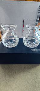 SET OF 2 BOXED Vintage Waterford Crystal Violet Vases.