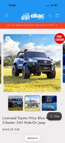 Licensed Toyota Hilux Blue RuggedX 2-Seater 24V Ride-On Jeep