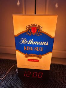 Extremely rare Rothmans wall mounted display clock light