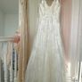 French Inspired V Neck Lace Embroidered A Line Bridal Gown Image 2