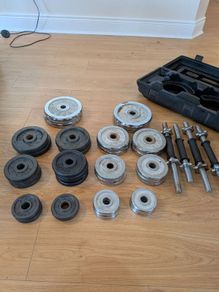 Dumbbell set  61kg plates and 4 bars EUR130