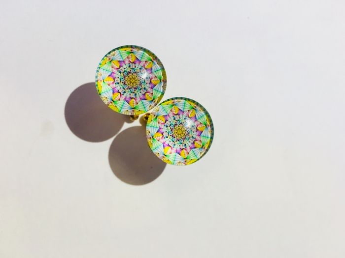 Yellow, White, Green and Pink glass cufflinks