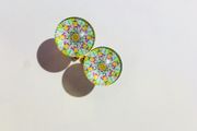 Yellow, White, Green and Pink glass cufflinks