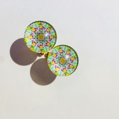 Yellow, White, Green and Pink glass cufflinks