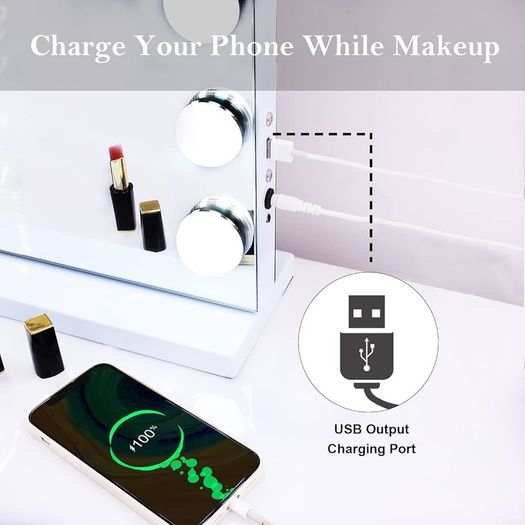 SALE Hollywood Mirror with Bluetooth 15 LED Dimmable Bulbs Hollywood Vanity Mirror with Lights Lighted Makeup Mirror with USB Charging Port and 10X Magnifier Mirror Touch Screen
