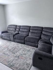 Charcoal Corner Recliner Sofa w/ Drink Holder