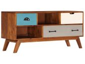 TV Cabinet with 3 Drawers 110x35x50 cm Solid Acacia Wood