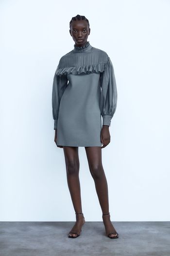 Zara knit organza sleeve dress