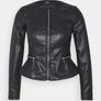 New, Vero Moda Black Peplum Collarless Soft Faux Leather Jacket - Size M (UK10) Image 5