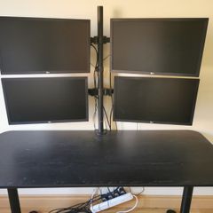 Quad Monitor Setup with Desk