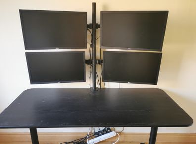 Quad Monitor Setup with Desk