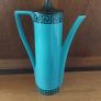 Fabulous Rare and Highly Prized Portmeirion Greek Key Tall Cylinder Coffee Pot in the Very Rare Turquoise and Black Colourway from 1967 - A Mid-Century Modern Design Classic in Mint Condition Image 8
