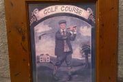 two vintage style golfing prints, on offer save fifteen euros if you buy both