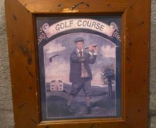 two vintage style golfing prints, on offer save fifteen euros if you buy both