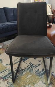 Pair of Harvey Norman "Colorado" Cantilever Dining Chairs - Dark Grey Fabric