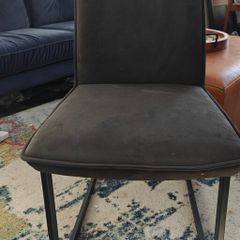 Pair of Harvey Norman "Colorado" Cantilever Dining Chairs - Dark Grey Fabric