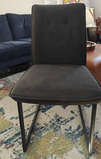 Pair of Harvey Norman "Colorado" Cantilever Dining Chairs - Dark Grey Fabric