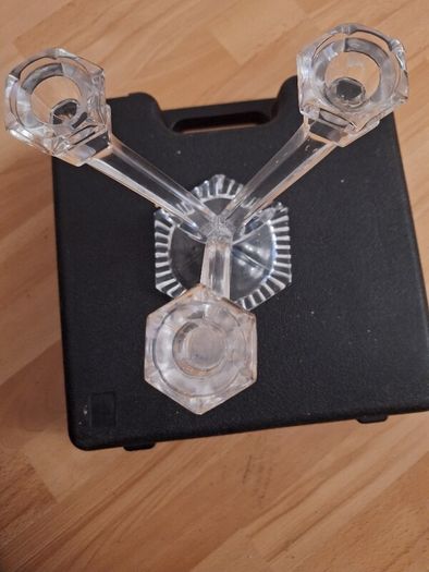 Candle Holder/3 Arm Candeleabra 24% Lead Crystal .. Price Drop