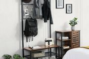 New Metal Coat Rack Hall Tree Stand Shoe and Bench Shelves 187 cm- FREE P&amp;P
