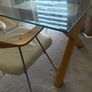 Modern Glass Table with Four Matching Cream Chairs Image 3