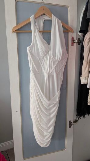 White corset ruched dress