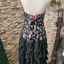 Vintage 80s strapless silver metallic and black ruffle occasion party dress Image 5