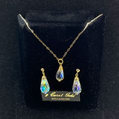 9ct gold and crystal set