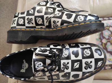 New DR MARTENS 1461 Women's Retro 1970s Playing Card Skulls Shoes