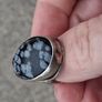 Midcentury Snowflake Obsidian Sterling Silver Ring Image 8