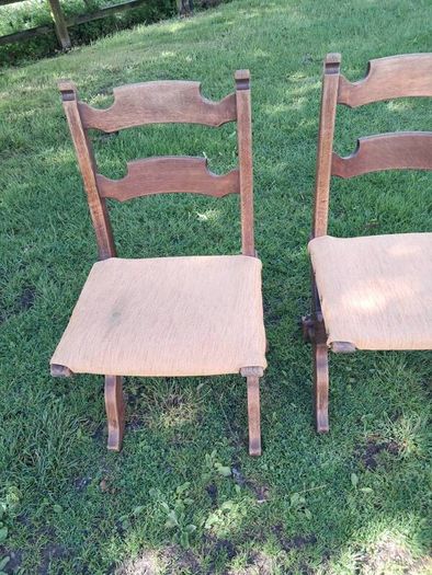 3 solid oak chairs  antique