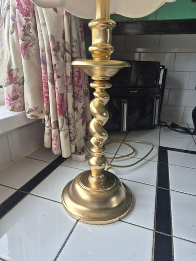 Lamp Vintage Gold metal tall slim table lamp