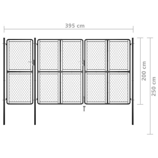 Garden Gate Steel 200x395 cm Anthracite