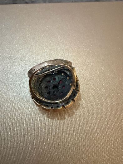 Vintage Ottoman Style Statement Ring Green Ruby Coloured Stones