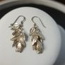 Vintage Sterling Silver 925 Leaf Dangle Earrings Image 2