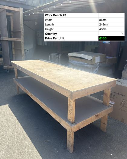 Heavy Duty Wooden Work Bench 249cm Workshop Table