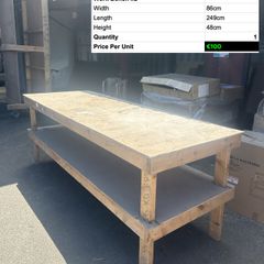 Heavy Duty Wooden Work Bench 249cm Workshop Table