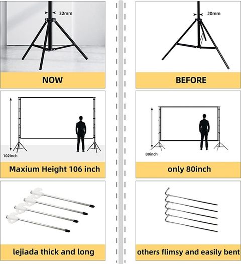 Projector Screen and Stand, Projector Screen 100 Inch 4k HD, Outdoor Projector Screen 16: 9 Wrinkle-Free Design for Backyard Movie Night (FREE SHIPPING)