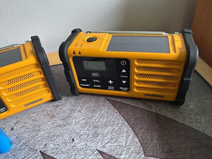 Two Sangean Emergency SDR 800 DAB+ radios full sets plus spare batteries