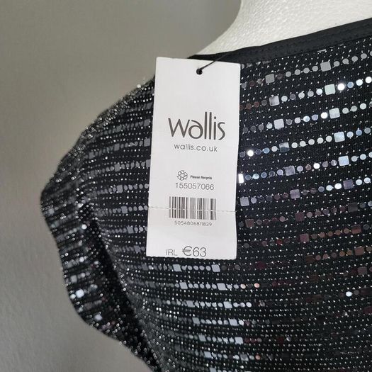 Wallis black sequin dress, Size 16, BNWT