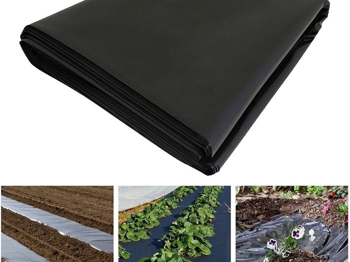NEW SALE | Black Plastic Sheeting Heavy Duty - Polythene Sheet for Garden, 500G Gauge Thick, Strong Waterproof Gardens Cover Sheets | 2M x 1M