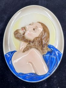 Vintage Keramos Wien "Christus" Porcelain Wall Plate No. 1728 - Made in Austria