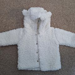 white fluffy newborn jacket M&S