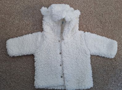 white fluffy newborn jacket M&S