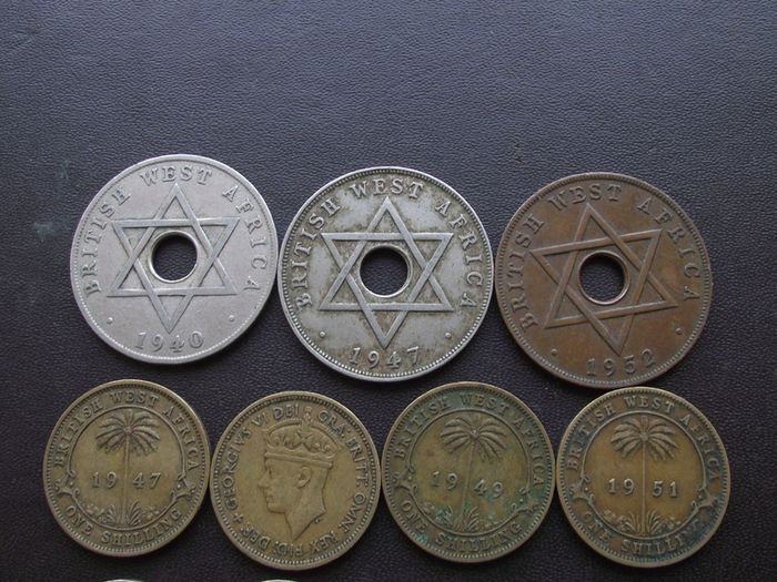 British West Africa. A Lot of 13 coins (1939-2052)