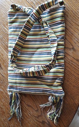shoulder bag - green, with flowers & stripes