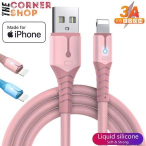 Silicone Fast Charging Cable For iPhone X 11 12 Max 13 Pro Mini Long USB Charger Silicone