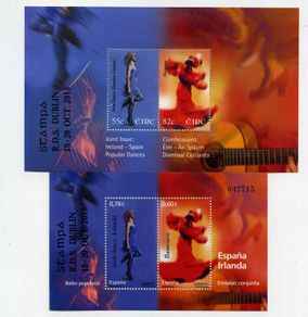2013 Ireland Stampa Members Souvenir Popular Dances (both Irish & Spanish issue) Commemorative Stamps Miniature Sheet Overprinted for Stampa Mint Never Hinged (MNH)