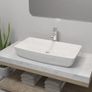 Bathroom Basin with Mixer Tap Ceramic Rectangular White Image 2