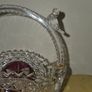 Vintage Hofbauer Red Bird Crystal Basket Image 3