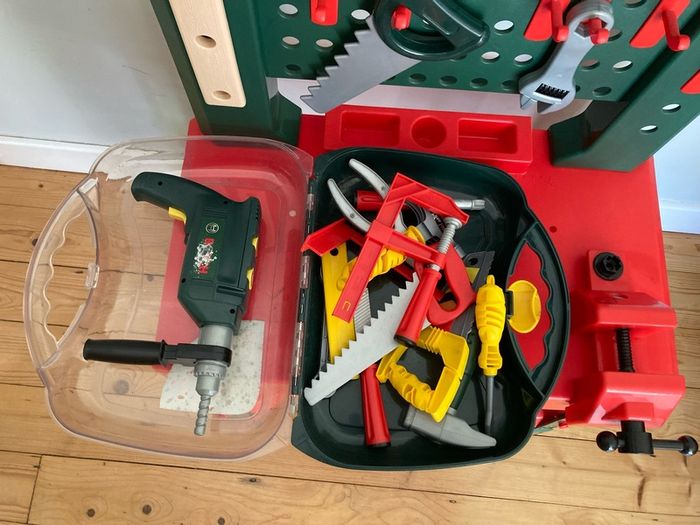 Tool Bench including Hard Hats & Tool Kit